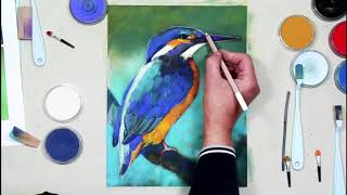 Kingfisher with PanPastel [upl. by Aihsyt]