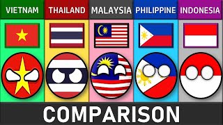 Vietnam vs Thailand vs Malaysia vs Philippines vs Indonesia  Country Comparison [upl. by Nyrahtak]