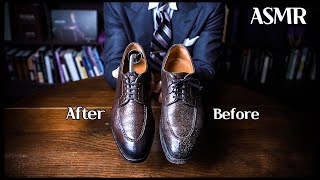 ASMR Shoe Care Edward Green Dover ‘Before amp After’ [upl. by Arakihc]