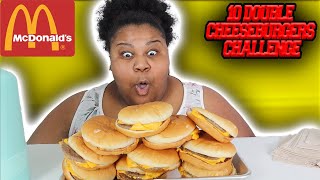 10 DOUBLE CHEESEBURGERS CHALLENGE EAT TILL YOU FULL CHALLENGE MCDONALDS CHALLENGE [upl. by Abbye]