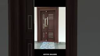 Wooden Doors With Glass amp Steel strips home adithya builders architecture doors [upl. by Jenks]