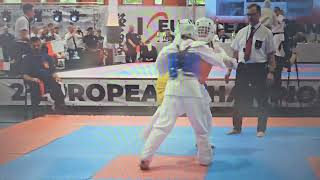 Joanna Obórka kumite dziewcząt U12 40kg Mistrzostwa Europy IKO Nakamura druga walka z dogrywką [upl. by Pierette]