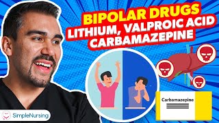 Bipolar Medications  Lithium Valproic Acid Carbamazepine for RN amp PN NCLEX Success [upl. by Kat]