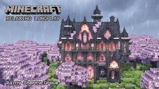 Minecraft Relaxing Longplay  Rainy Cherry Grove  Cozy Cottage House No Commentary 120 [upl. by Monique]