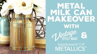 DIY Vintage Metal Milk Can Makeover  DecoArt® [upl. by Gilliam]