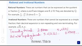 Math3 S1U1 Rational and Irrational Numbers [upl. by Norrahc344]