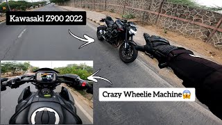 Riding the Z900 2022  Wheelies on Z900  Kawasaki Z900 review  Is it worth buying  wheelies [upl. by Adnalahs]