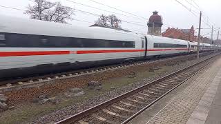 Zugfahrten im Bahnhof Rathenow am 11112024 FLIXTRAIN ICE langsame Fahrt und SETG Holzzug [upl. by Acnayb]