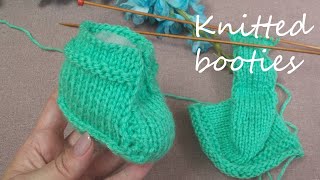 Baby booties How to Knit BABY BOOTIES simple for beginnerseasy [upl. by Neemsaj]