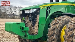 John Deere 8400R Tractor Subsoiling Ground in January 2019 [upl. by Atirac]