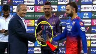 Sunil Narines heart touching gesture handed over his MOM trophy to Virat Kohli after won RCB vs KKR [upl. by Rosanna]