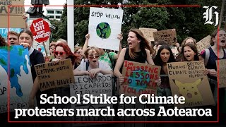 School Strike for Climate protesters march across Aotearoa  nzheraldconz [upl. by Ahseyn]