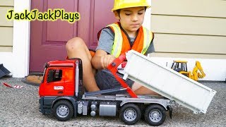 Dump Truck Surprise Toy Unboxing  Bruder Tractor Trailer Toys  JackJackPlays [upl. by Pernas559]