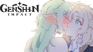 Albedo Wants a Kiss From Sucrose Genshin Impact Comic Dub [upl. by Imot]