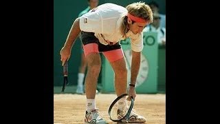 Agassi breaks 2 raquets at French open 1990 quotclassicquot [upl. by Quin]