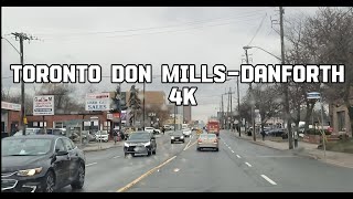 Drive From Donmills Road to Danforth Avenue and Warden Toronto Canada 4K [upl. by Tuppeny]