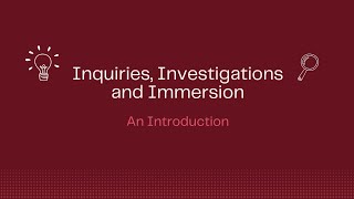 III An Introduction to Inquiries Investigations and Immersion [upl. by Bigg]