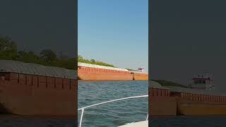 20241005 Passing a barge on Des PlainesIllinois River desplainesriver illinoisriver boating [upl. by Ambrosane]