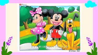 Menggambar Mickey dan Minnie Mouse  Gradasi warna 476 [upl. by Howlond832]