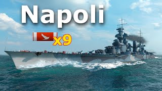 World of WarShips Napoli  9 Kills  One man army [upl. by Baese493]