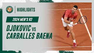 Djokovic vs Carballes Baena Round 2 Highlights  RolandGarros 2024 [upl. by Oemor]