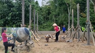 Dig holes bury concrete pillars level the ground to build the farm management house [upl. by Joanne848]