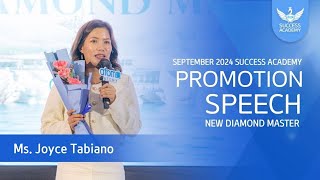 New Diamond Master Promotion Speech By Joyce Tabiano  September 2024 Success Academy [upl. by Thirzi]