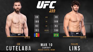 ION CUTELABA vs Philipe LINS Full FIGHT UFC 299 [upl. by Anned]