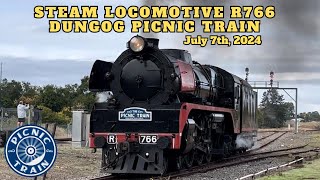 Steam Locomotive R766 Dungog Picnic Train  July 7th 2024 [upl. by Nnyluqcaj368]