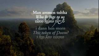 Lothlórien with Quenya and Sindarin lyrics in Tengwar  Lord of the Rings Fellowship Of The Ring [upl. by Nevur]