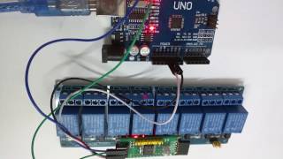 PCF8574T I2C BreakOut Control 8Relay by Knight Rider code [upl. by Idner755]