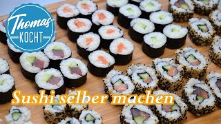 Sushi selber machen  den perfekten Reis kochen  Maki und California Roll  Thomas kocht [upl. by Ellehsyt]