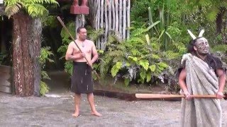 Powhiri  Welcome ceremony at Tamaki Maori Village Rotorua New Zealand [upl. by Gnep]