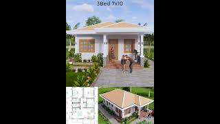 Simple House Design 7x10 Meter Home Plan 23x33 Feet 3 Bedrooms homedesign housedesign houseplans [upl. by Mikkel]