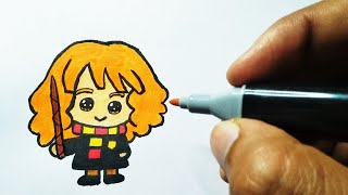 How to Draw Hermione Granger  Harry Potter  Cute Drawings [upl. by Bullis]