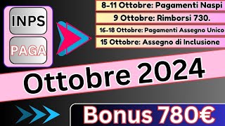 780€ INPS PAGA il 11 OTTOBRE Anticipazioni sui Pagamenti ed i Bonus [upl. by Alys]