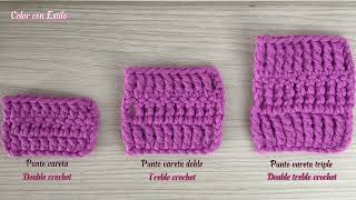 61 Crochet Puntos Vareta Simple Doble y Triple [upl. by Tybald153]