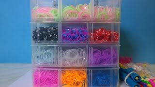 My New Rainbow Loom 7200 pc Big Rubber Bands Box Unboxing 4 Layer Big Box luminous glitter bands [upl. by Murtha]