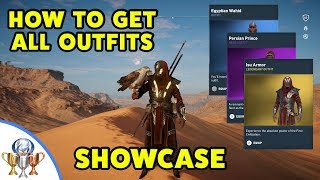 Assassins Creed Origins  All Outfits  Showcase and how to get them [upl. by Roel]