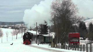 Fichtelbergbahn im Winter  27012012  Schmalspurbahn  Dampflok [upl. by Sakhuja]