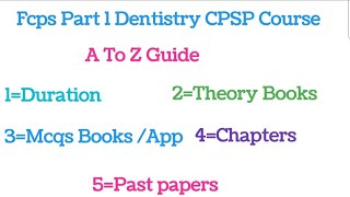 Fcps part 1 Dentistry Course SubjectsFcps part 1 Dentistry BooksFcps part 1 Dentistry Past papers [upl. by Pallas]