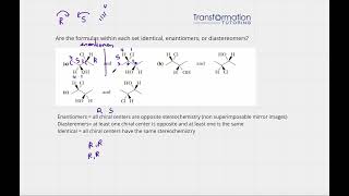 Are the formulas within each set identical enantiomers or diastereomers [upl. by Ellenor]