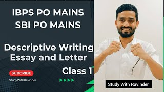 Class 1 Essay and Letter Writing For IBPS and SBI PO Mains  Scoring Subject  descriptive [upl. by Areyk]