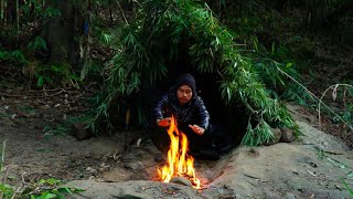 Building Survival Shelter  Riverside Camping  Outdoors Cooking  ASMR [upl. by Fanestil]