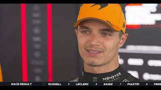 Lando Norris Post Race Interview  F1 2024 Spanish GP formula1 landonorris mclaren [upl. by Simah790]