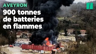 À Viviez limpressionnant incendie dun entrepôt de batteries au lithium [upl. by Roarke]