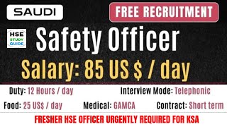 Safety Officer Free Recruitment for SAUDI Telephonic Interview hsestudyguide [upl. by Gensler]