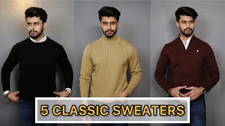 5 CLASSIC SWEATERS  SWEATSHIRTS FOR WINTERS 2021  WINTER FASHION MEN [upl. by Yahska]