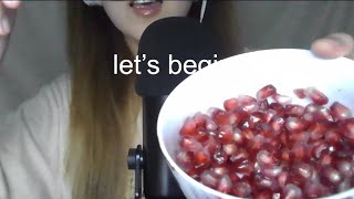 asmr pomegranate eating sounds juicyampcrunchy [upl. by Aihtenak20]