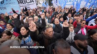 Argentine teachers go on strike against the governments cuts [upl. by Anaiad]